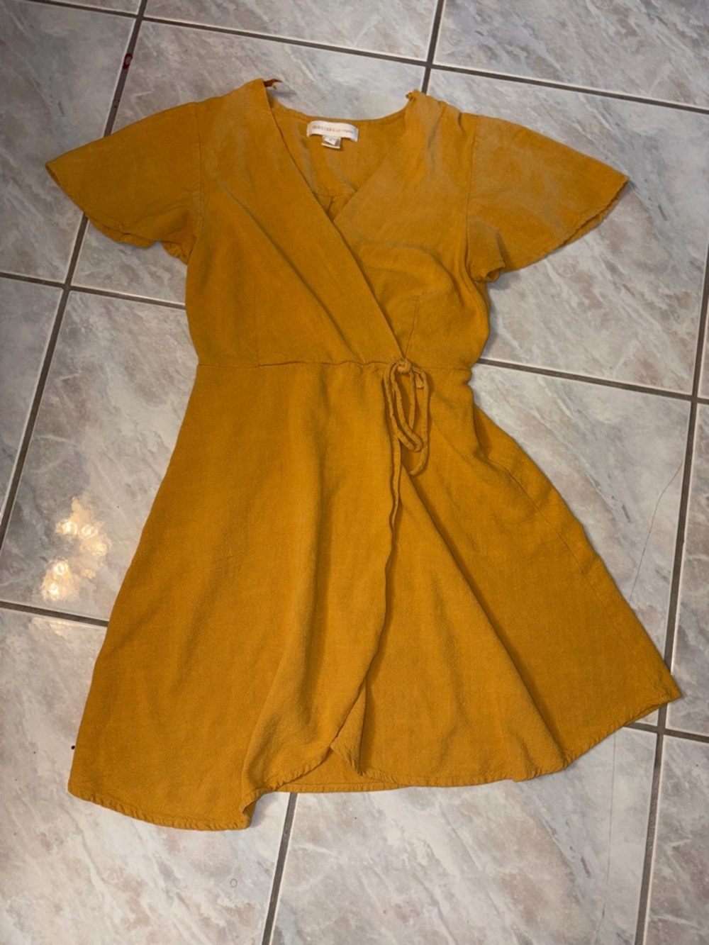 Women’s Small Monteau Mustard Yellow Faux Wrap Dress
